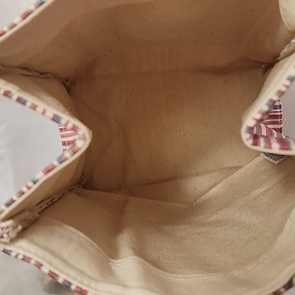 Longaberger Floral Embroidered Striped Botanical Day Small Tote Bag Cottage Core - Picture 7 of 8